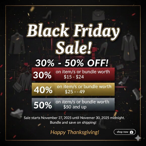 Black Friday Sale! $15-$24: 30% | $25-$49: 40% | $50+ : 50% OFF! - Picture 1 of 1